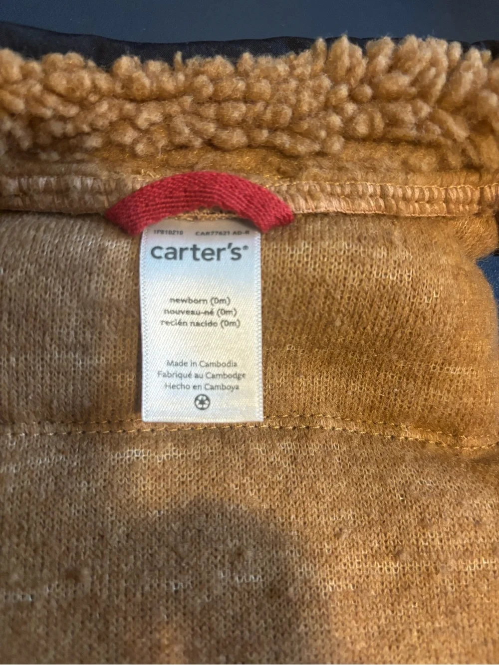 Carter’s Newborn NB Worker Sherpa Style Vest Baby Boy Shower Gift Announcement